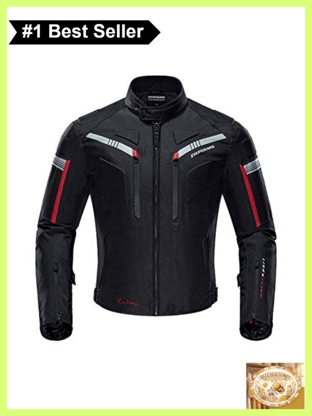 Motorcycle Jacket with Removable CE Armor All Season Waterproof Reflective